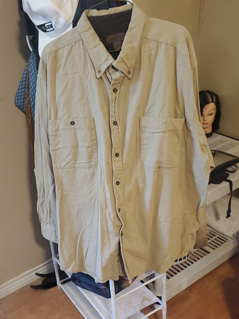 Faded Glory Men's Lightweight Button-Up Shirt Jacket - Tan